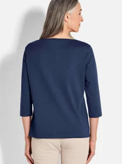 Goldner Damen Shirts - Kurzgröße in marine