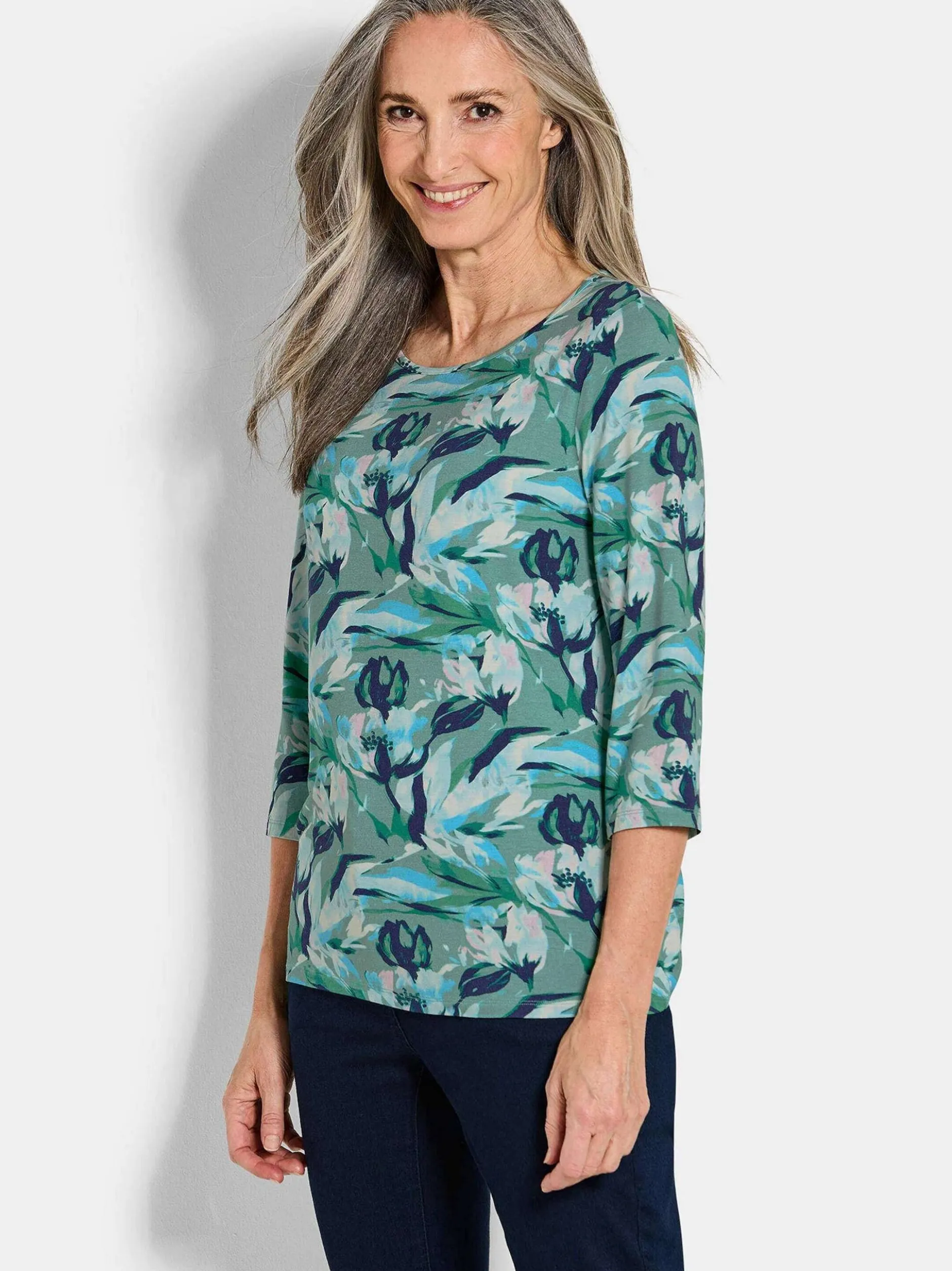 Goldner Damen Shirts - Kurzgröße in marine mehrfarbig