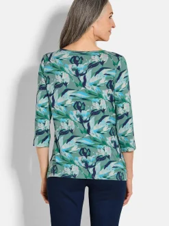 Goldner Damen Shirts - Kurzgröße in marine mehrfarbig