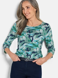 Goldner Damen Shirts - Kurzgröße in marine mehrfarbig