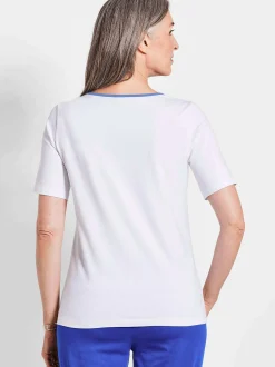 Goldner Damen Shirts - Kurzgröße in weiß blau