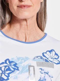 Goldner Damen Shirts - Kurzgröße in weiß blau