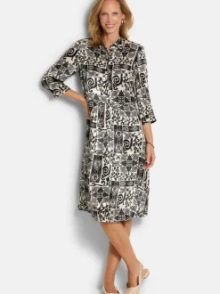 Goldner Damen Sommerkleid in schwarz mehrfarbig