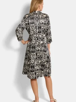 Goldner Damen Sommerkleid in schwarz mehrfarbig