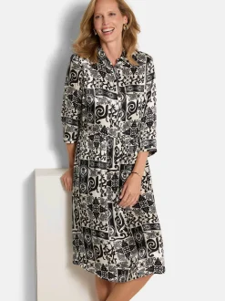Goldner Damen Sommerkleid in schwarz mehrfarbig
