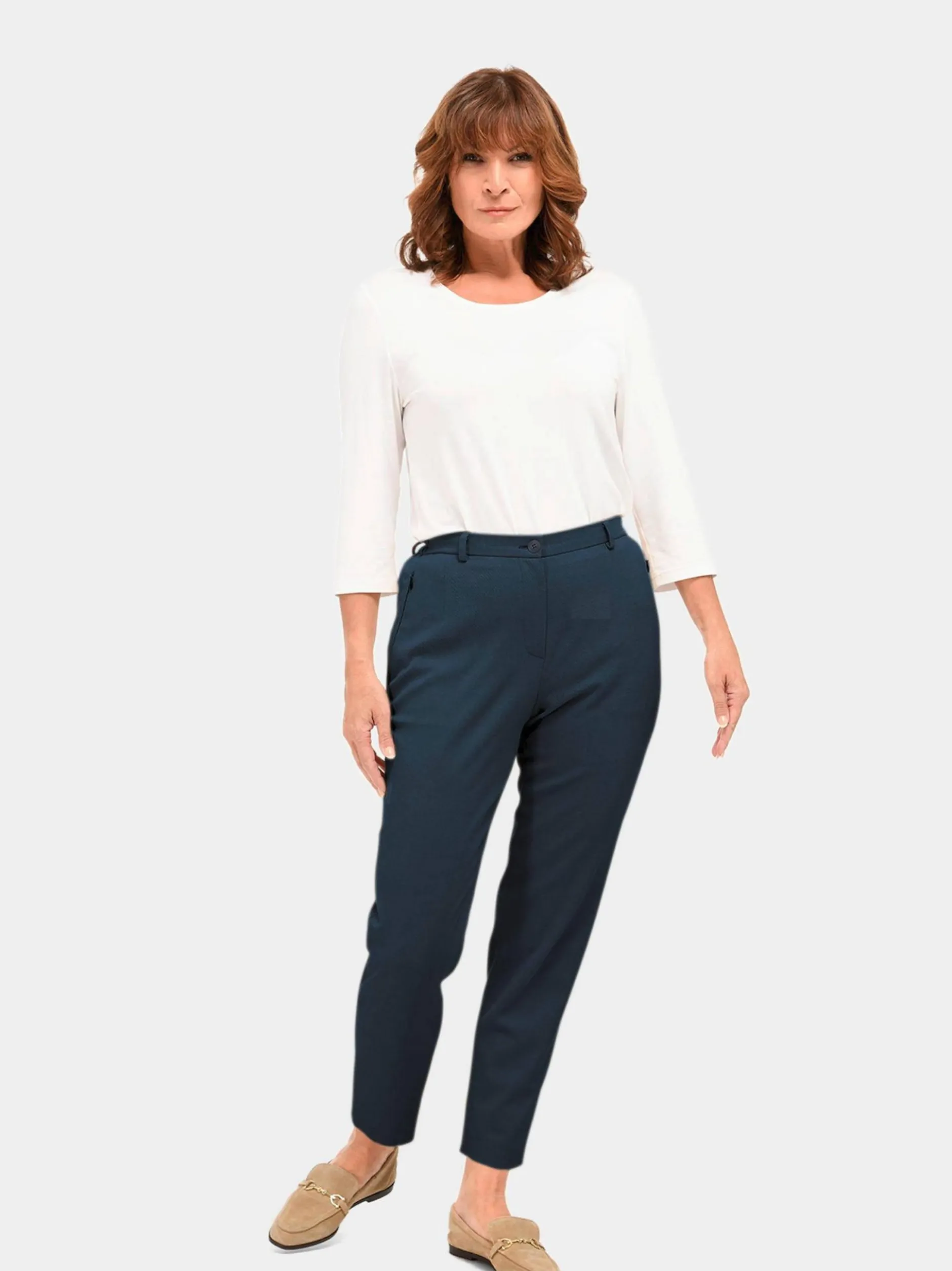 Goldner Damen Stoffhosen in blau