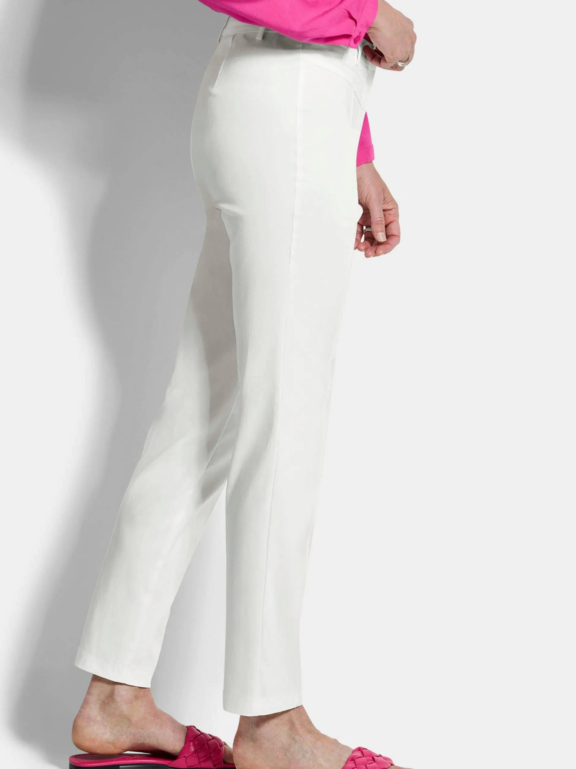 Goldner Damen Stoffhosen in weiß
