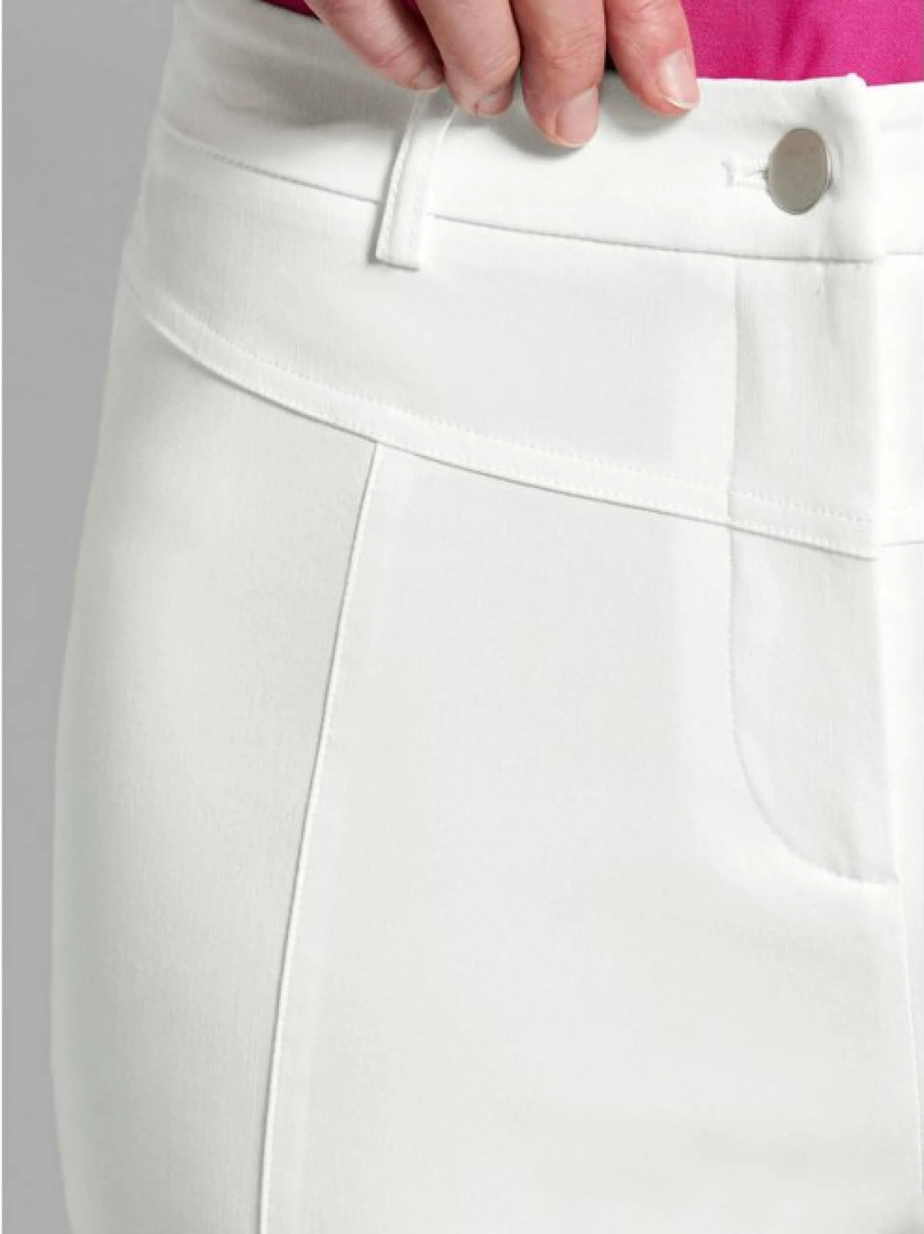 Goldner Damen Stoffhosen in weiß