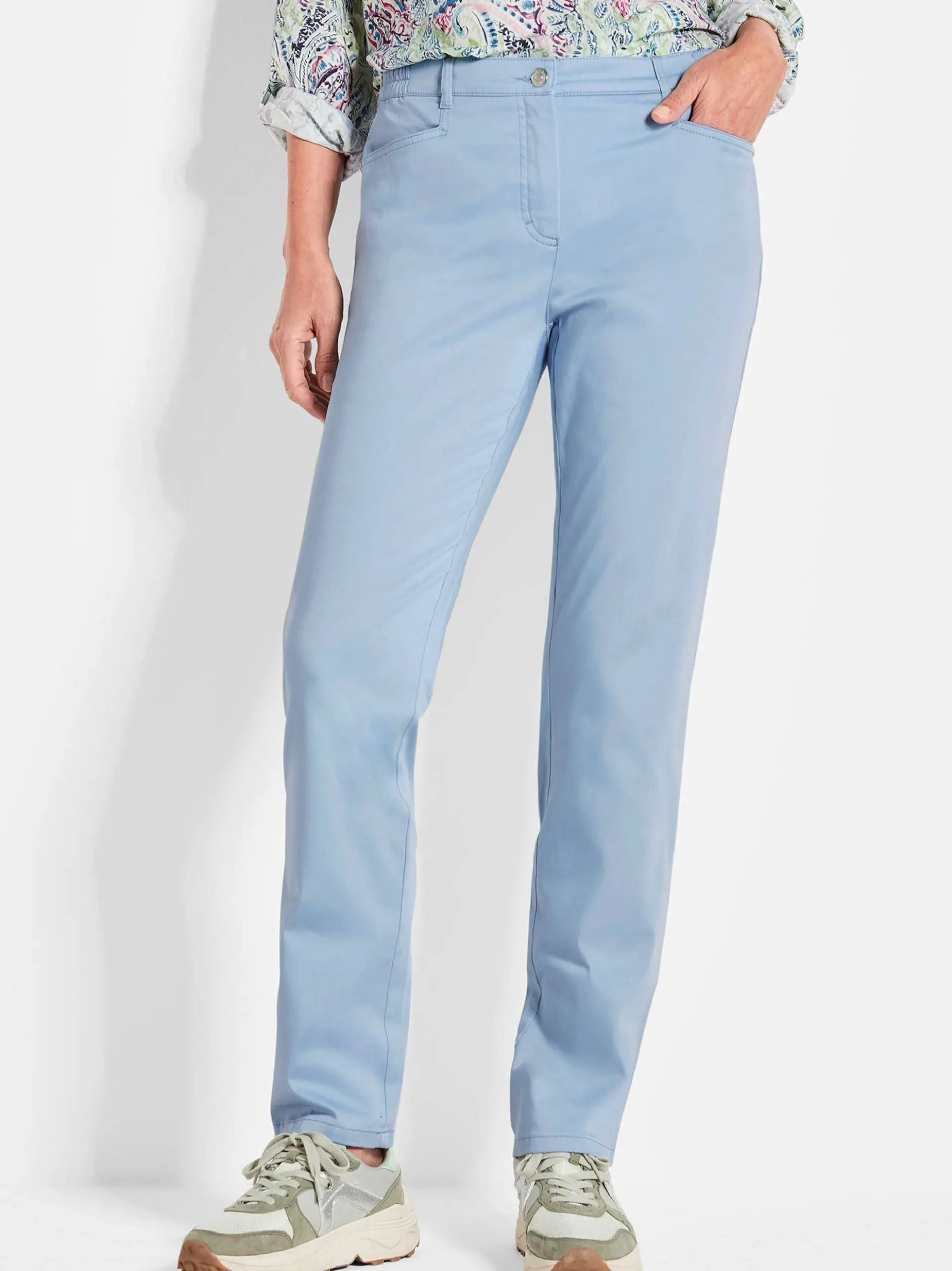 Goldner Damen Stoffhosen - Kurzgröße in hellblau