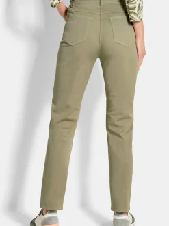 Goldner Damen Stoffhosen - Kurzgröße in khaki