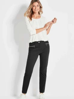 Goldner Damen Stretchhosen in schwarz