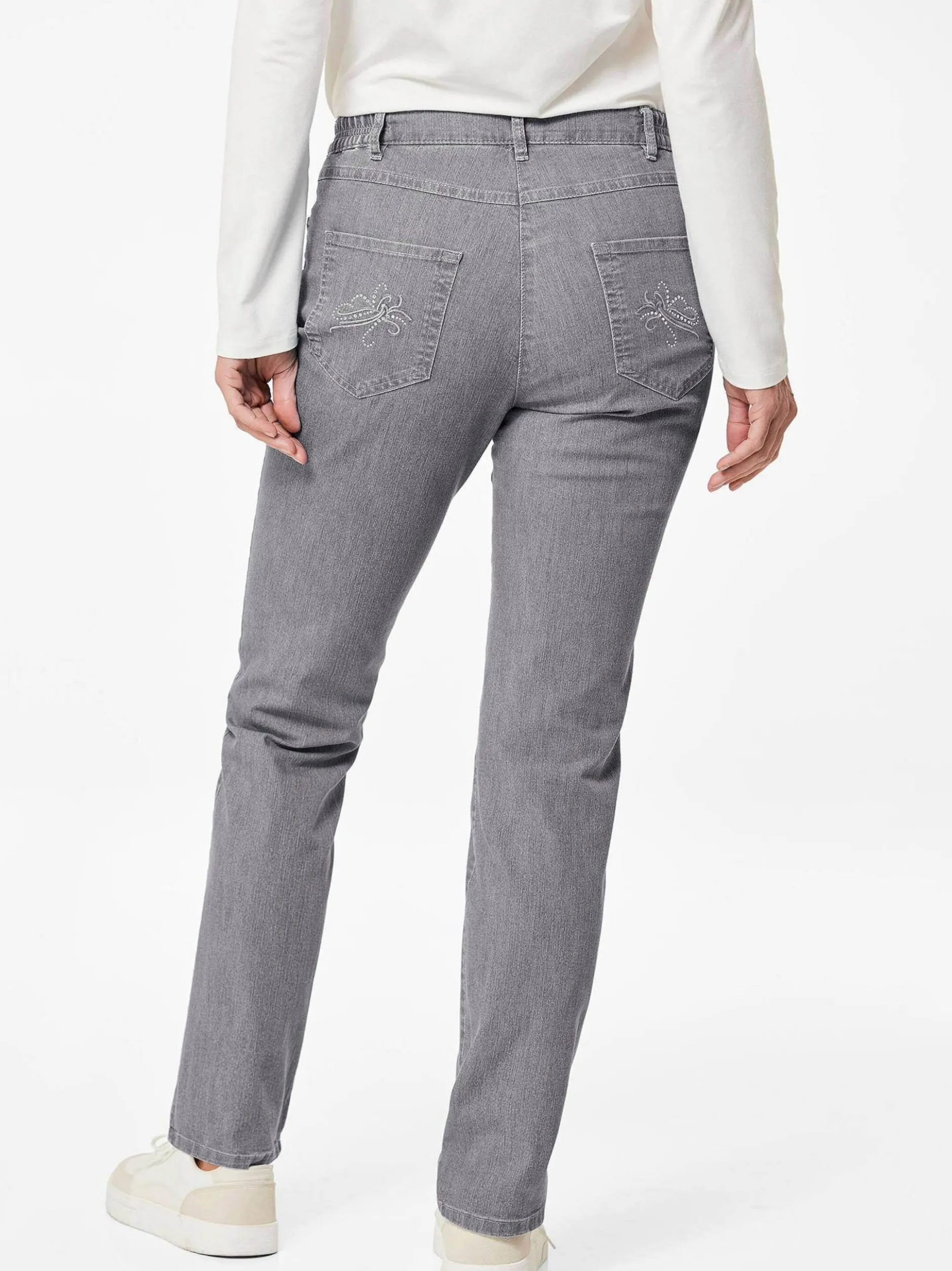 Goldner Damen Stretchjeans in grau