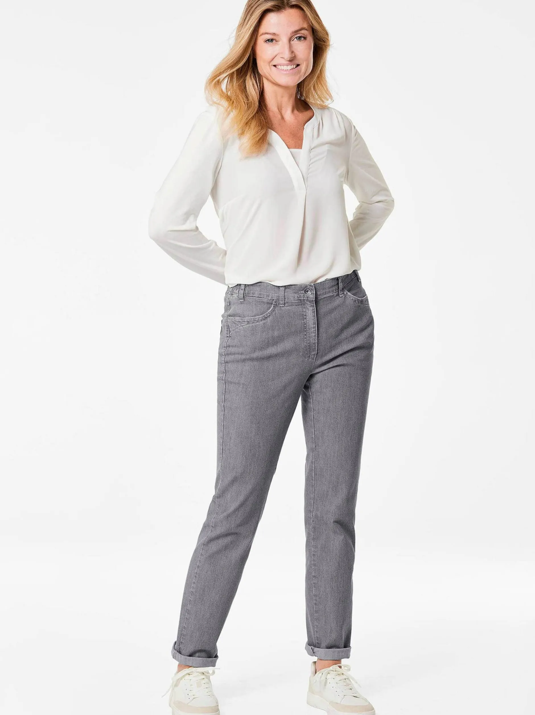 Goldner Damen Stretchjeans in grau