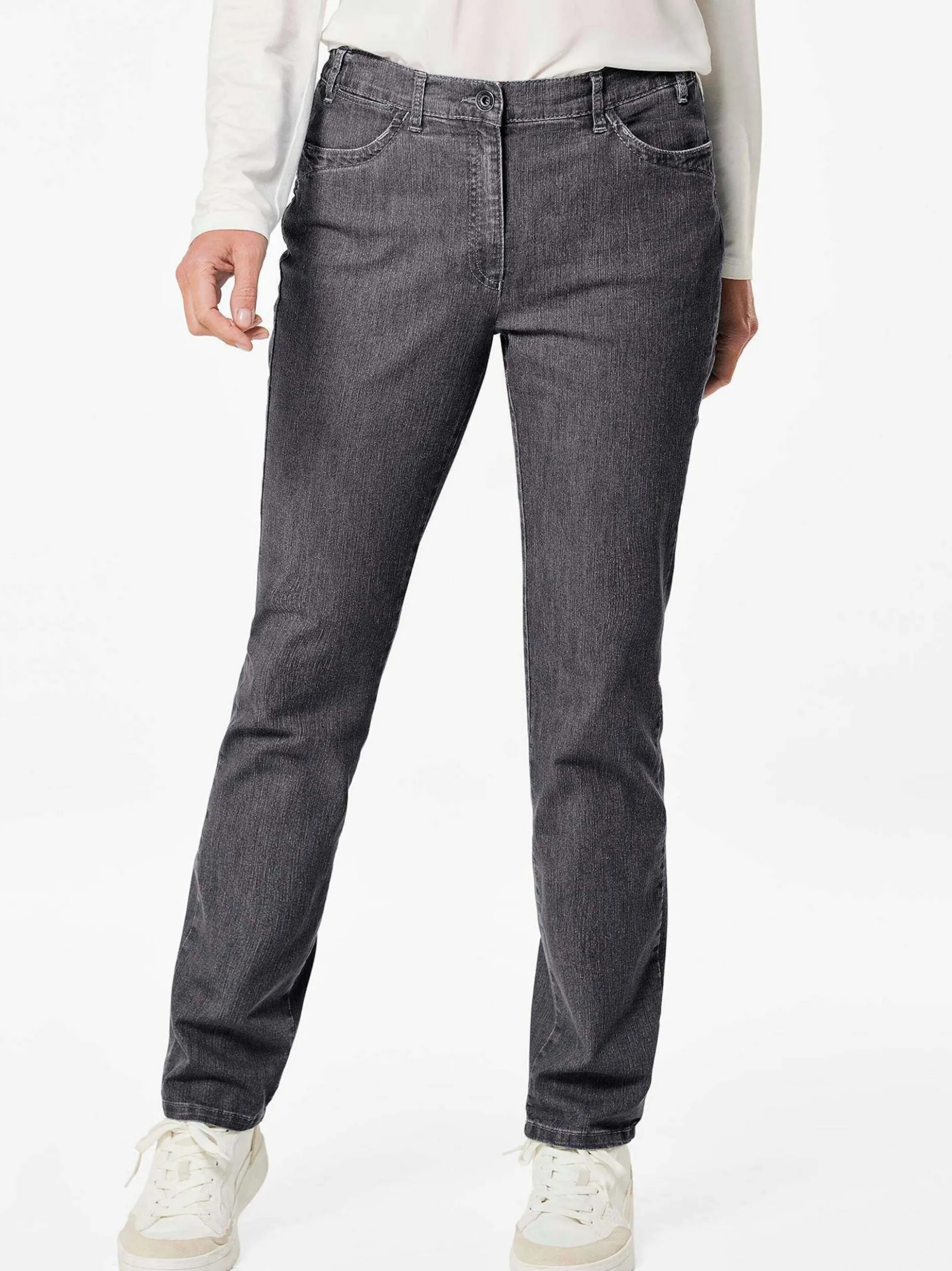 Goldner Damen Stretchjeans in schwarz
