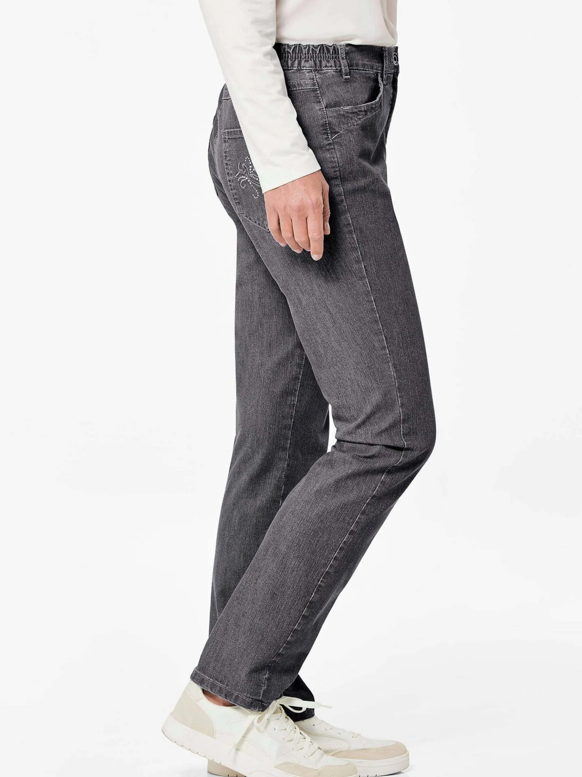 Goldner Damen Stretchjeans in schwarz