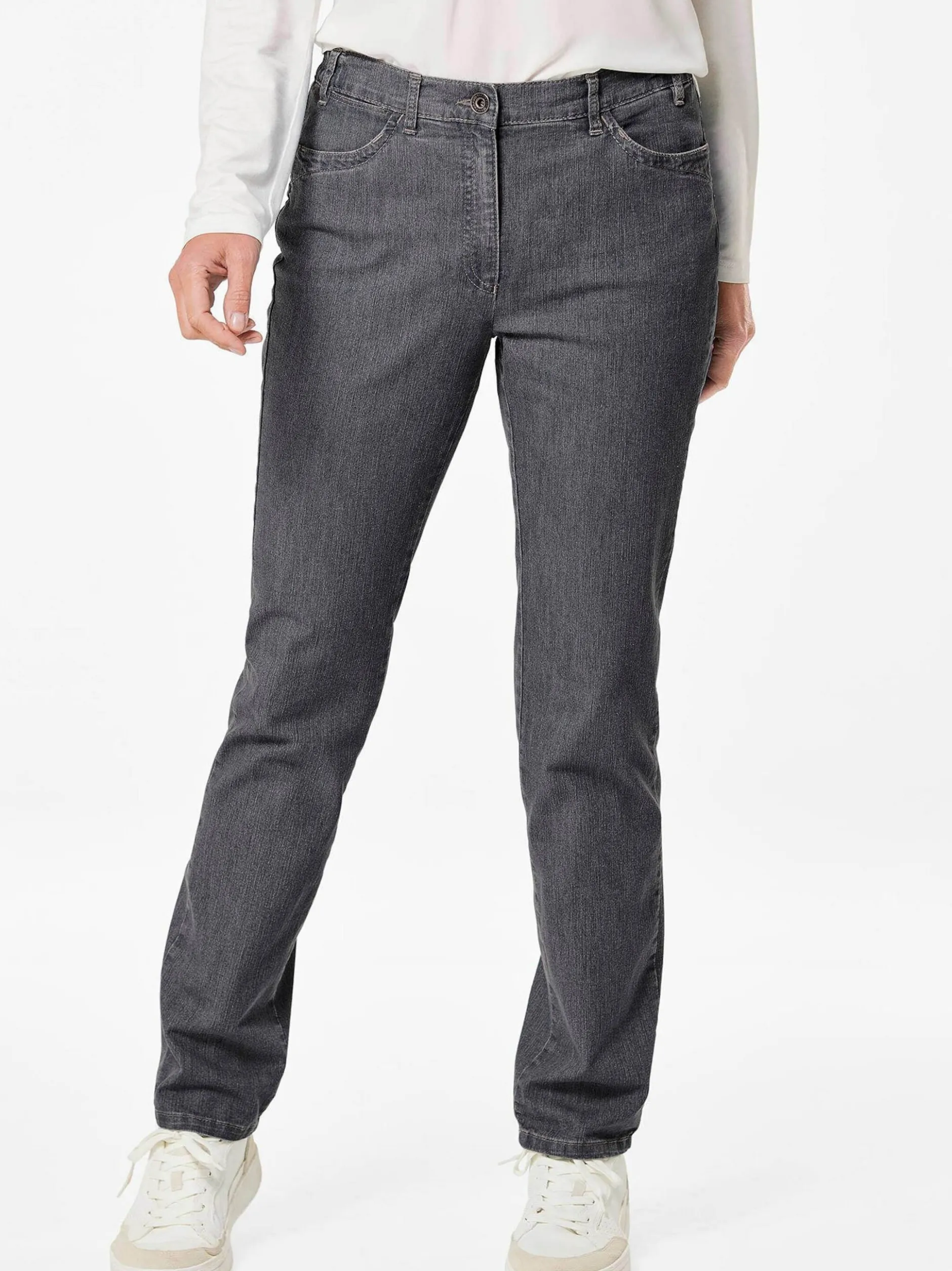 Goldner Damen Stretchjeans in schwarz