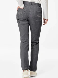 Goldner Damen Stretchjeans in schwarz