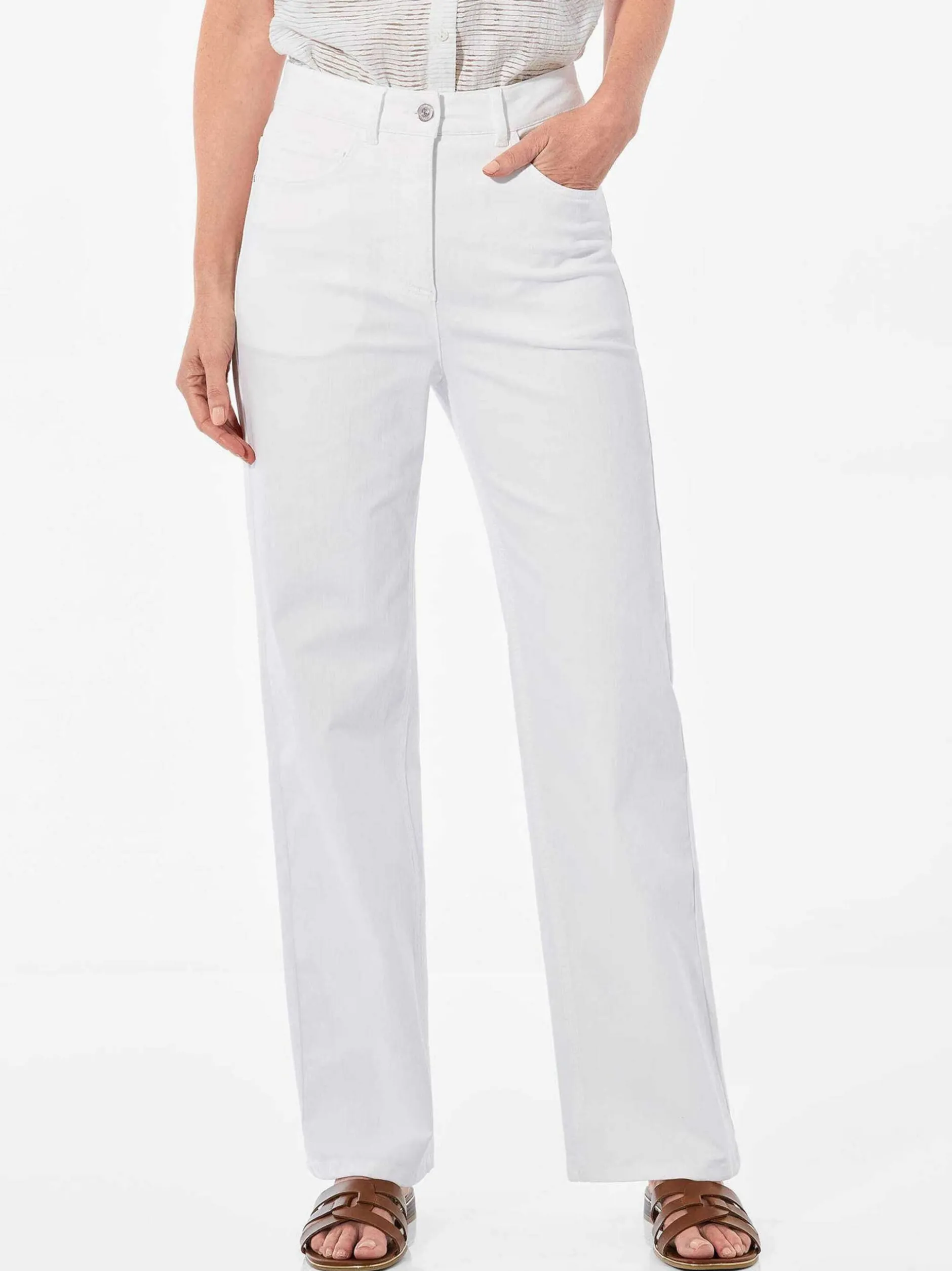 Goldner Damen Stretchjeans in weiß
