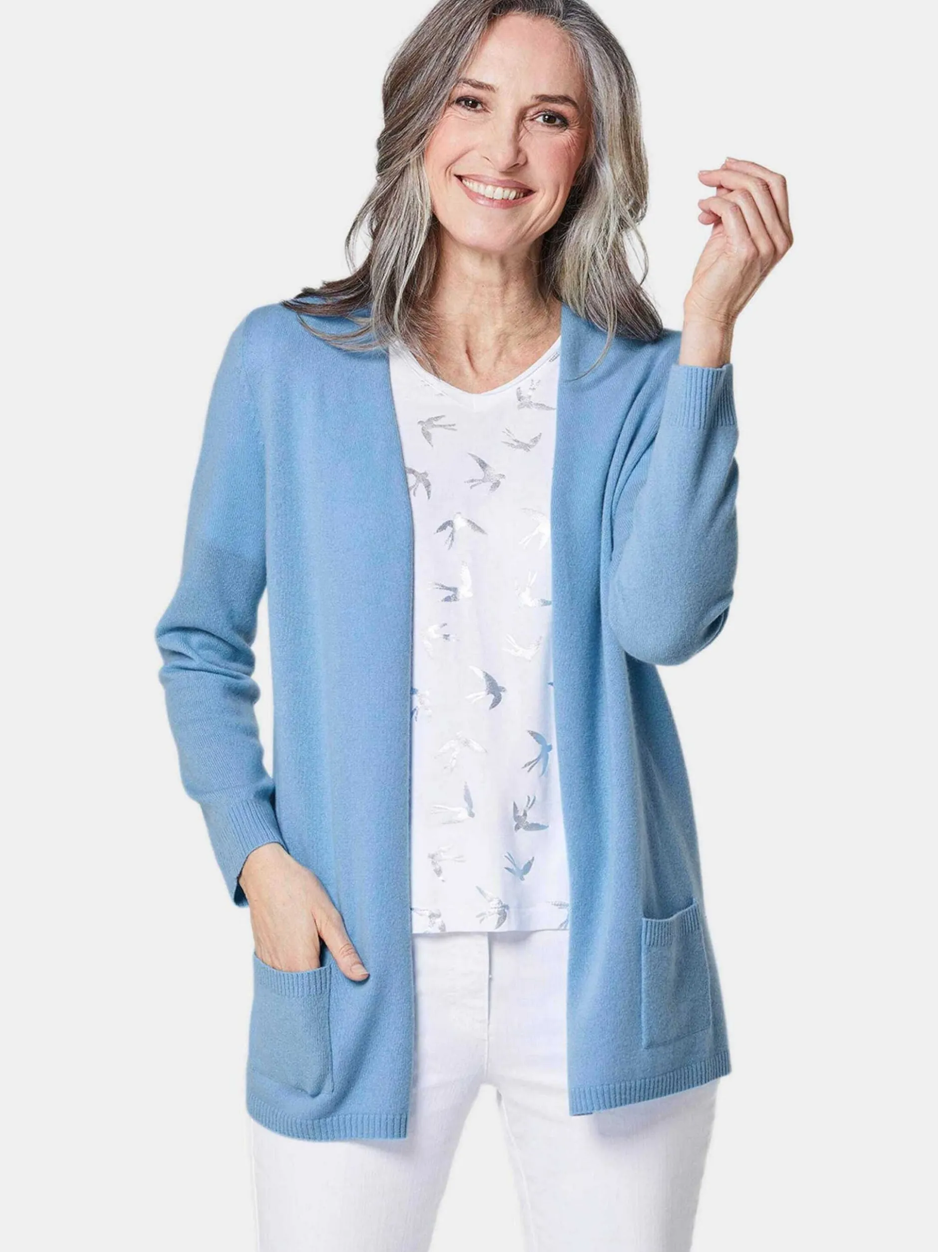 Goldner Damen Strickjacken - Kurzgröße in blau
