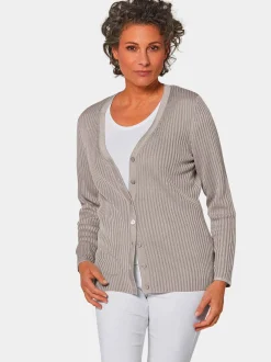 Goldner Damen Strickjacken - Kurzgröße in taupe