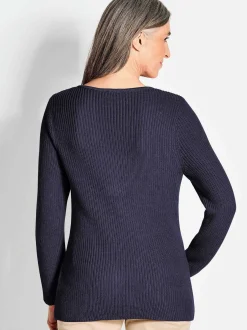 Goldner Damen Strickpullover in marine - Ärmel: langarm