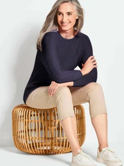 Goldner Damen Strickpullover in marine - Ärmel: langarm