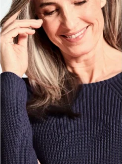 Goldner Damen Strickpullover in marine - Ärmel: langarm