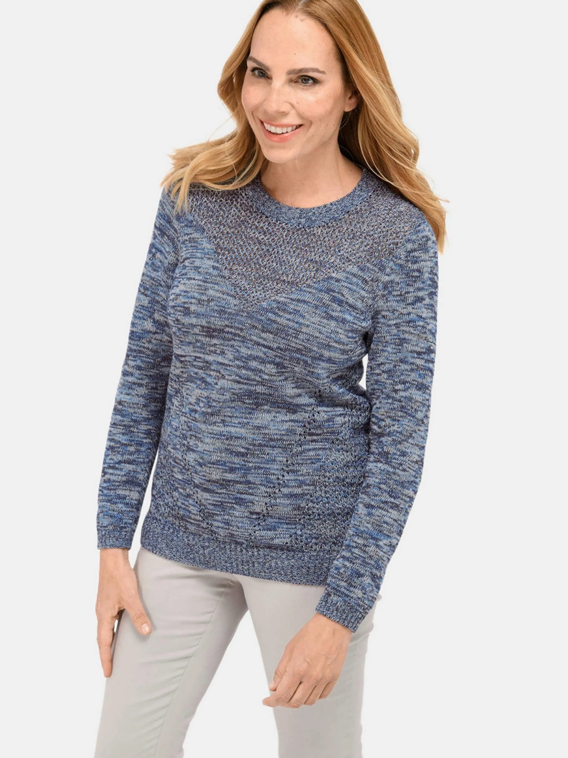 Goldner Damen Strickpullover in blau - Ärmel: langarm