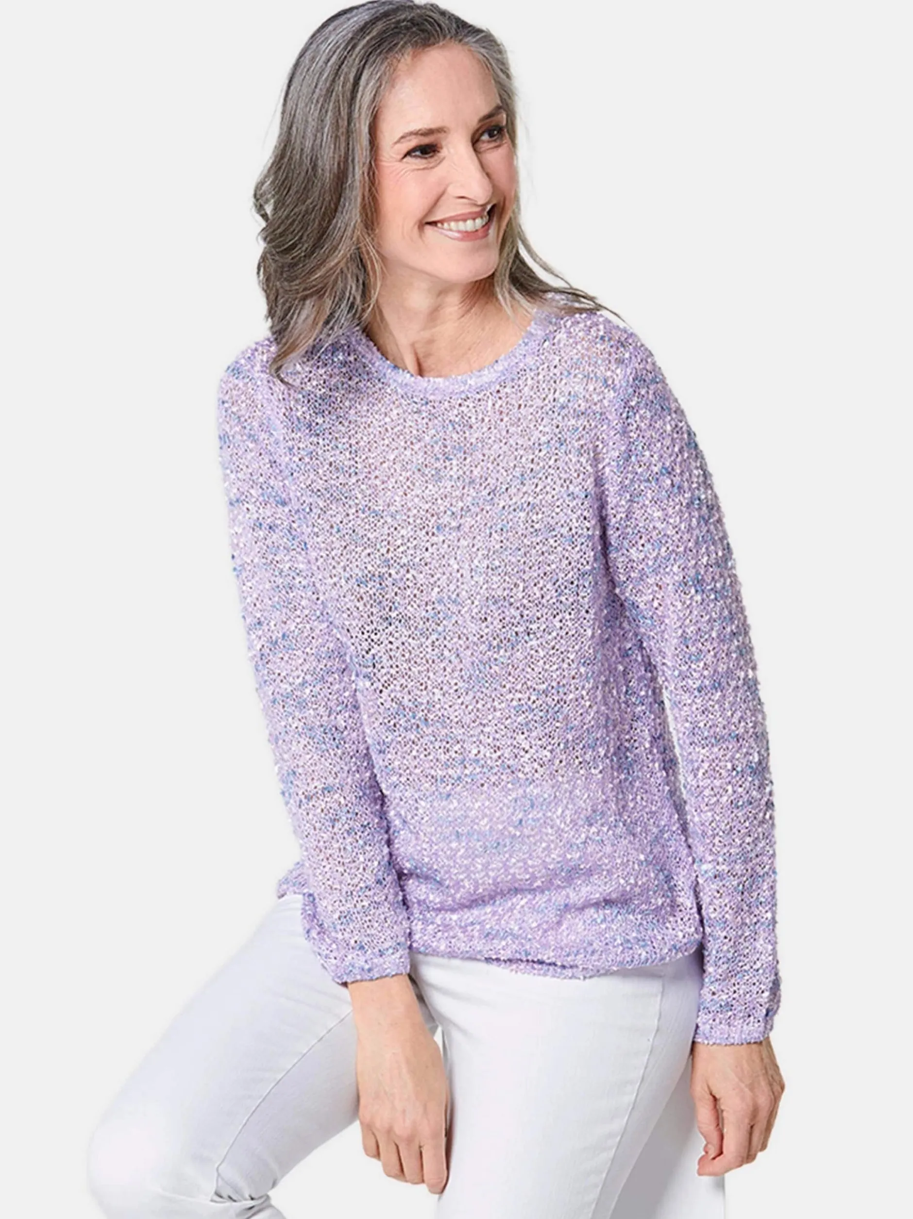 Goldner Damen Strickpullover in flieder - Ärmel: langarm