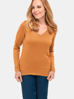 Goldner Damen Strickpullover in gelb - Ärmel: langarm