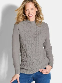 Goldner Damen Strick & Pullover in grau - Ärmel: langarm
