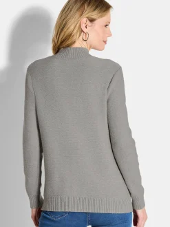 Goldner Damen Strick & Pullover in grau - Ärmel: langarm