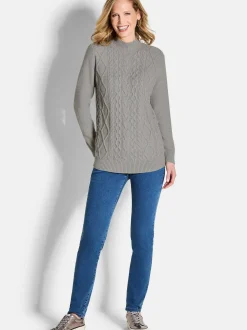 Goldner Damen Strick & Pullover in grau - Ärmel: langarm
