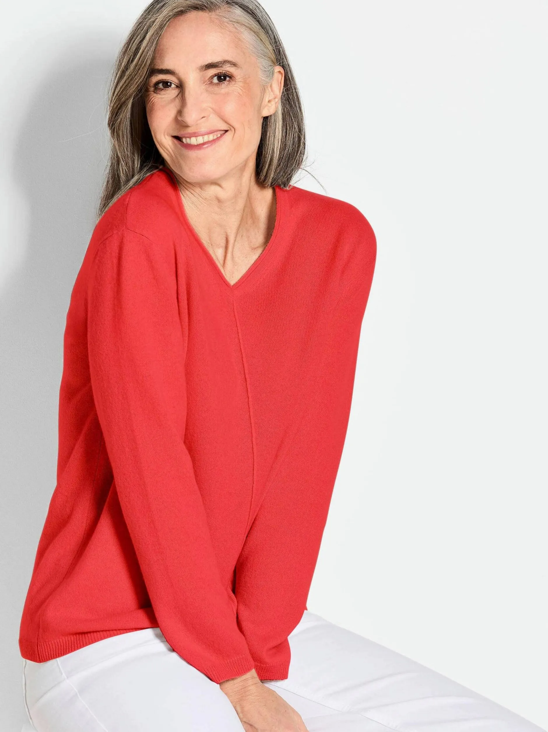 Goldner Damen Strickpullover in koralle - Ärmel: langarm
