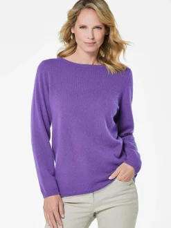 Goldner Damen Strickpullover in lila - Ärmel: langarm