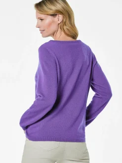 Goldner Damen Strickpullover in lila - Ärmel: langarm