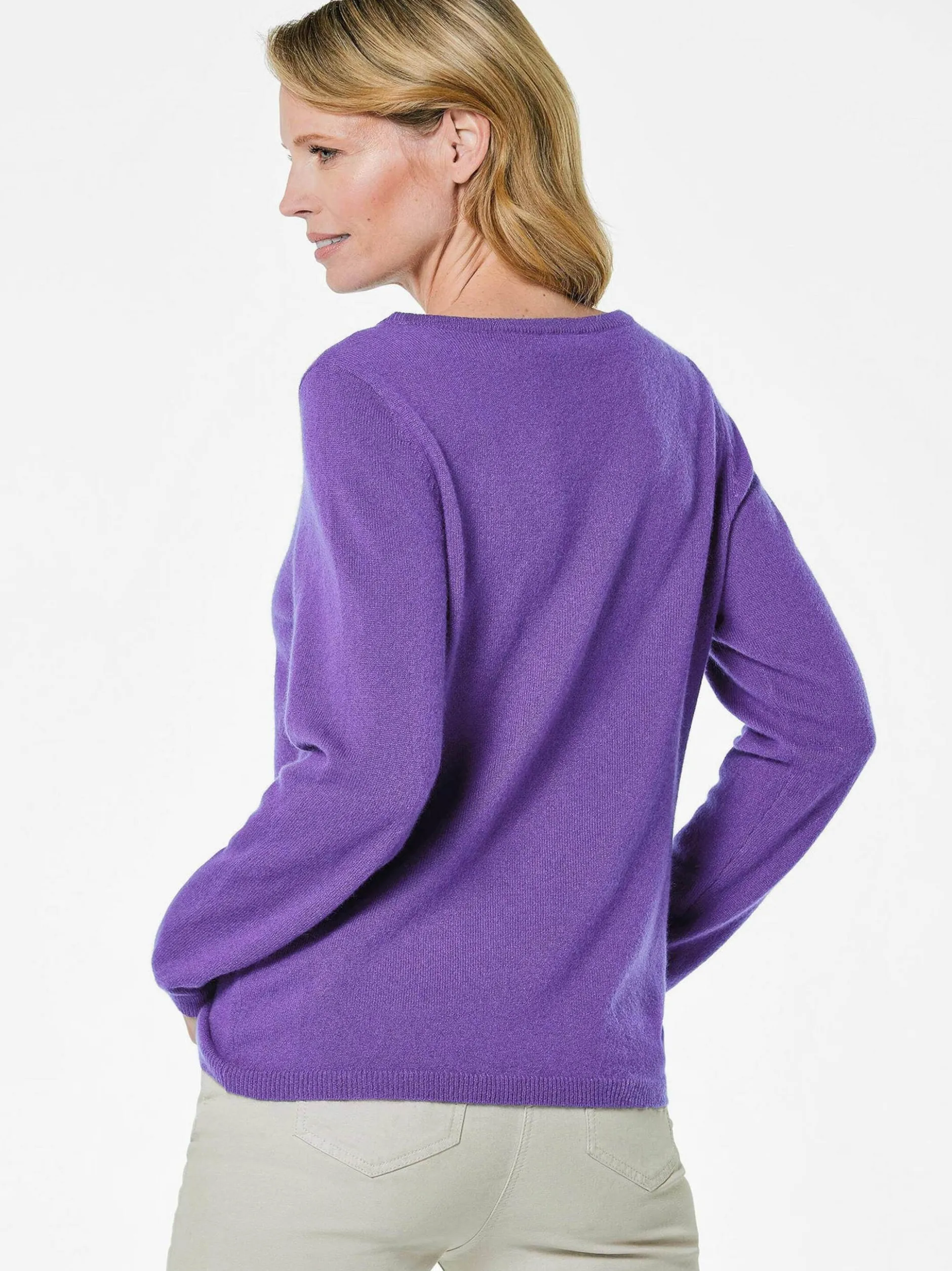 Goldner Damen Strickpullover in lila - Ärmel: langarm