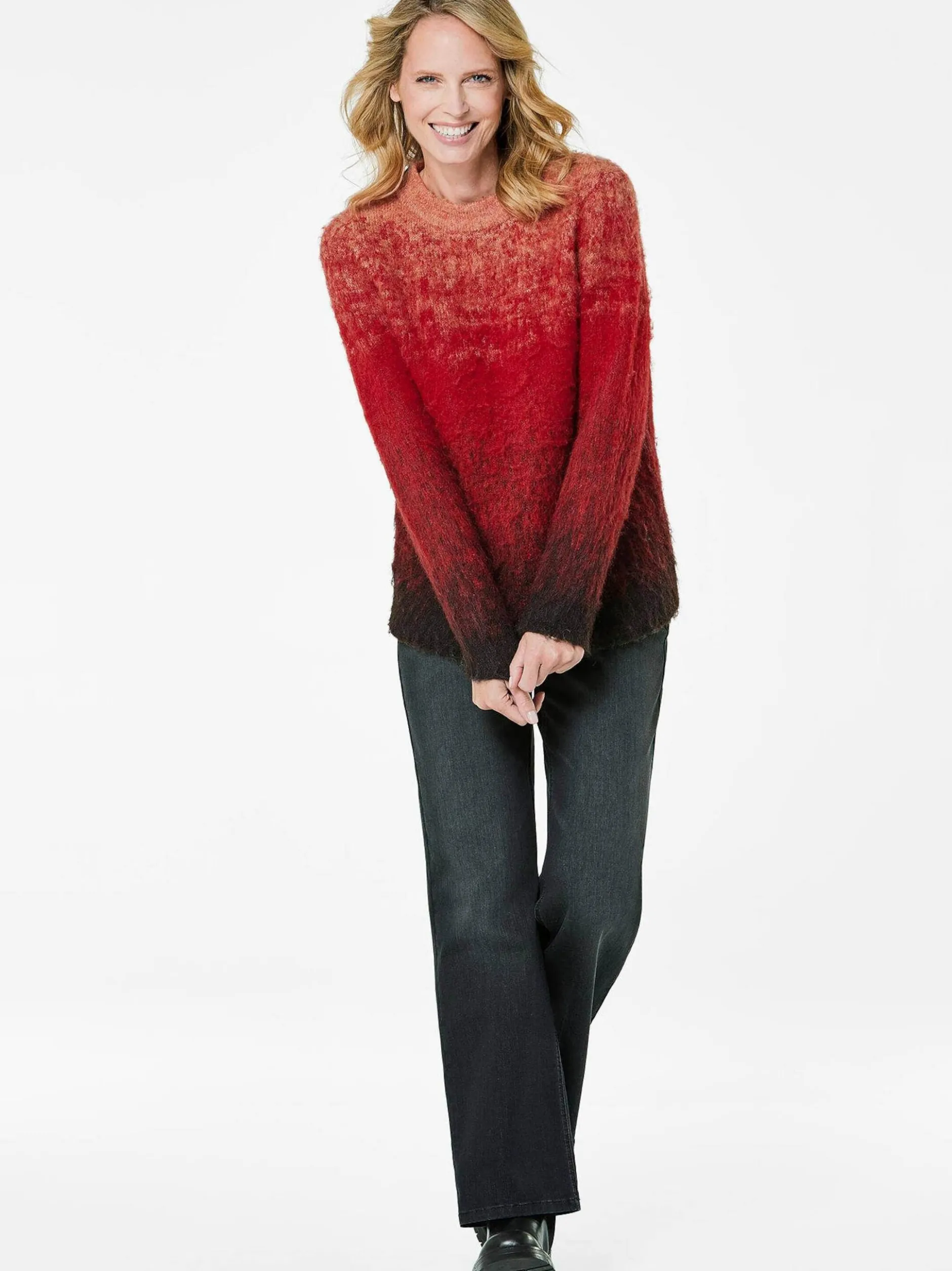 Goldner Damen Strick & Pullover in rot - Ärmel: langarm