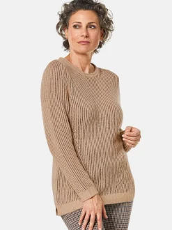 Goldner Damen Strickpullover - Kurzgröße in braun