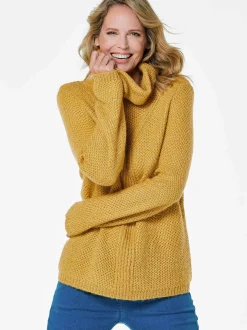 Goldner Damen Strickpullover - Kurzgröße in gelb