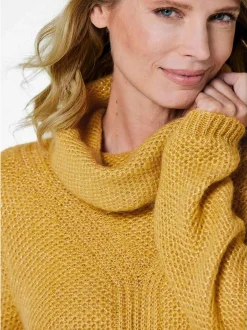 Goldner Damen Strickpullover - Kurzgröße in gelb