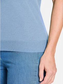 Goldner Damen Strickpullover - Kurzgröße in türkis