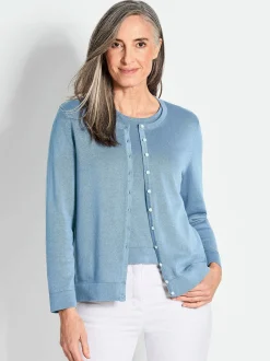 Goldner Damen Strick-Sets in blau - Ausschnitt: Rundhals