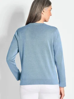 Goldner Damen Strick-Sets in blau - Ausschnitt: Rundhals