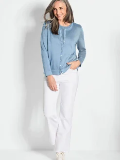 Goldner Damen Strick-Sets in blau - Ausschnitt: Rundhals