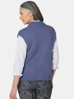 Goldner Damen Strickwesten - Kurzgröße in blau