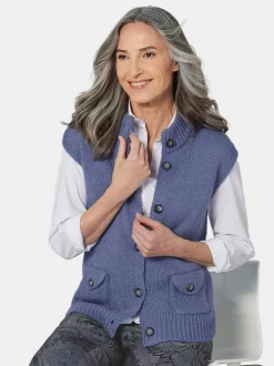 Goldner Damen Strickwesten - Kurzgröße in blau
