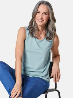 Goldner Damen Tops in blau - Ausschnitt: Rundhals