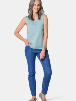 Goldner Damen Tops in blau - Ausschnitt: Rundhals
