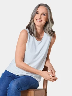 Goldner Damen Tops in weiß - Ausschnitt: Rundhals